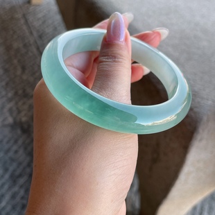 2025天然缅甸翡翠A货冰种晴水正圈手镯62圈口1125E14