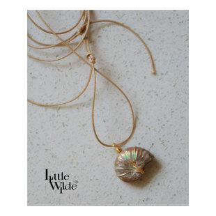 远古幻想 | littlewilde小众设计天然斑彩螺化石炫彩包金绕线项链