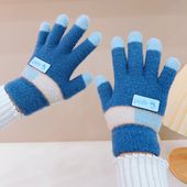 11岁儿童手套冬季 保暖加厚加绒全指手套男孩中大童学生小孩手套