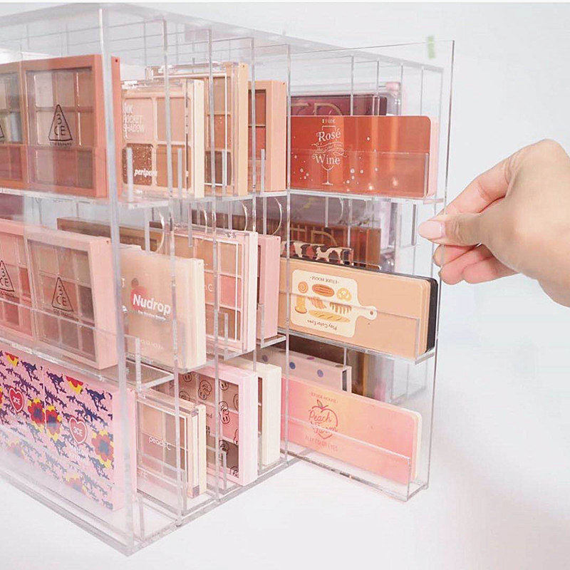 亚克力眼影盘收纳盒竖口红化妆品梳妆台置物架抽屉柜韩国红书同款