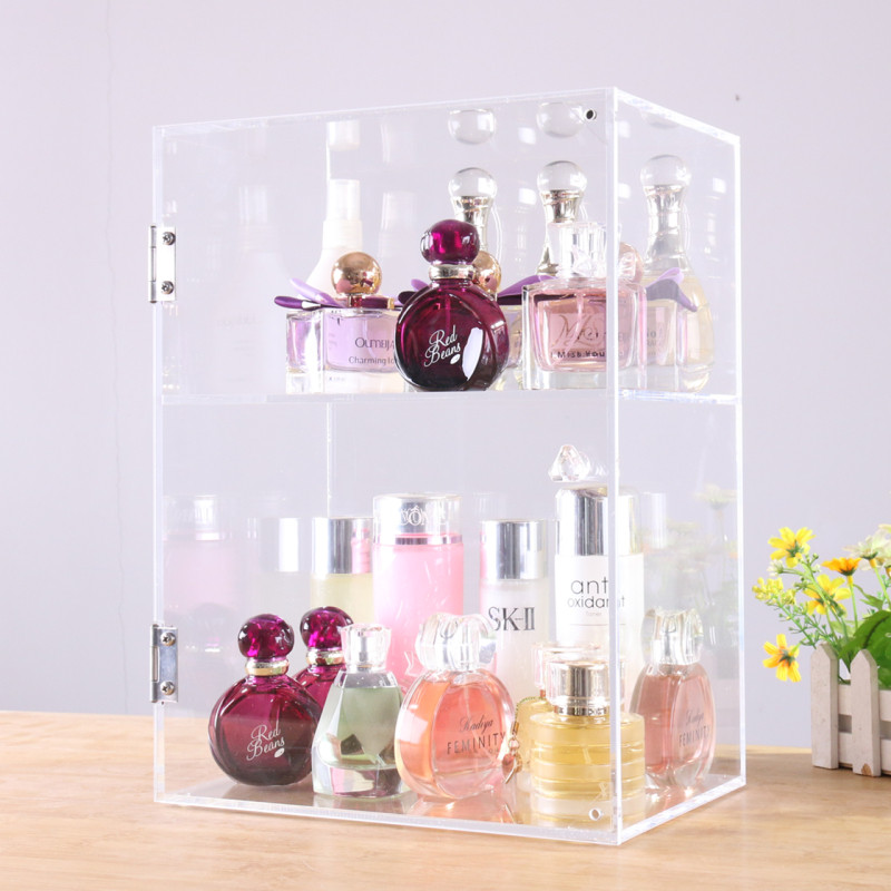 化妆品收纳柜梳妆台大号透明亚克力护肤品香水桌面收纳盒防尘箱