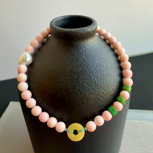 天然正品七宝粉贝珍珠母贝壳手链女手串配蜜蜡绿松石平安扣纯手工