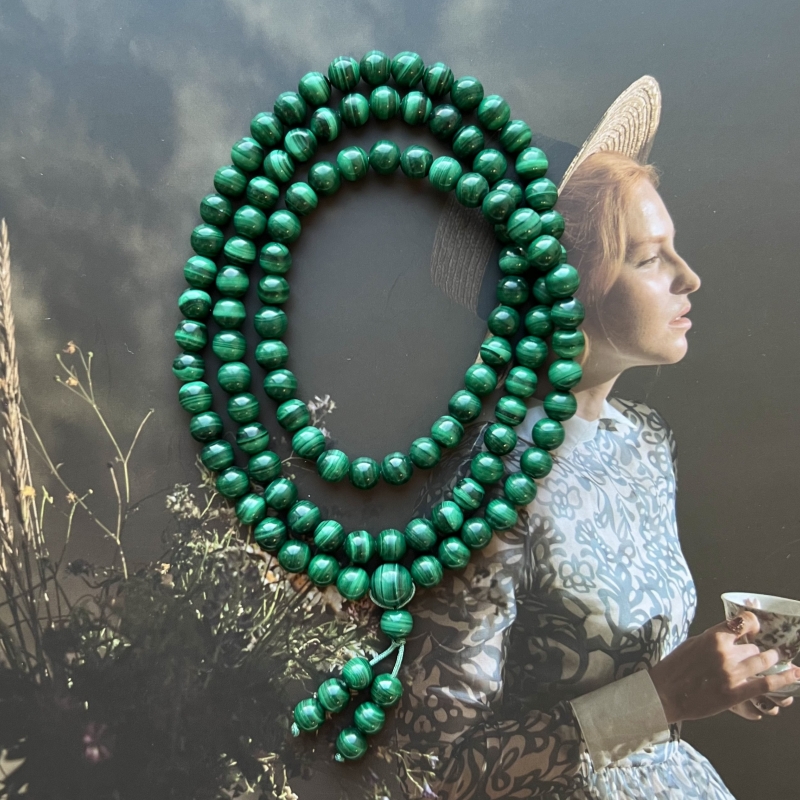 原矿孔雀石100%独家设计情侣饰品