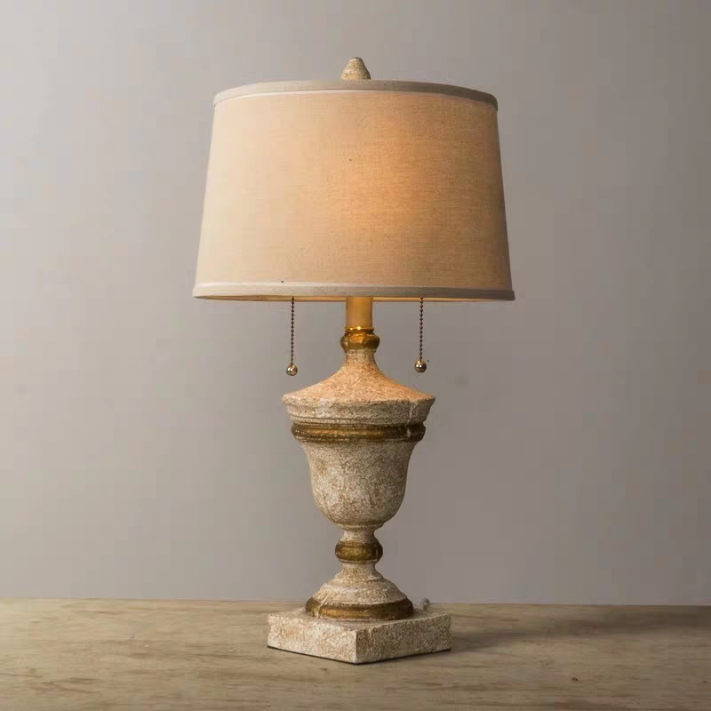 美式乡村复古实木卧室台灯客厅书房书桌个性创意床头设计师装饰灯