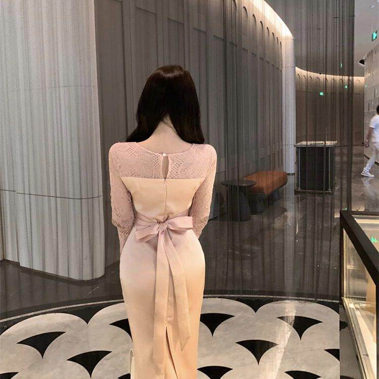 小香风好看气质优雅蕾丝秘书工作服漂亮连衣裙子短裙修身显瘦春秋