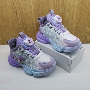 比迪童鞋冬季新款运动鞋女童酷乐米二棉亮灯卡通时尚潮流轻巧