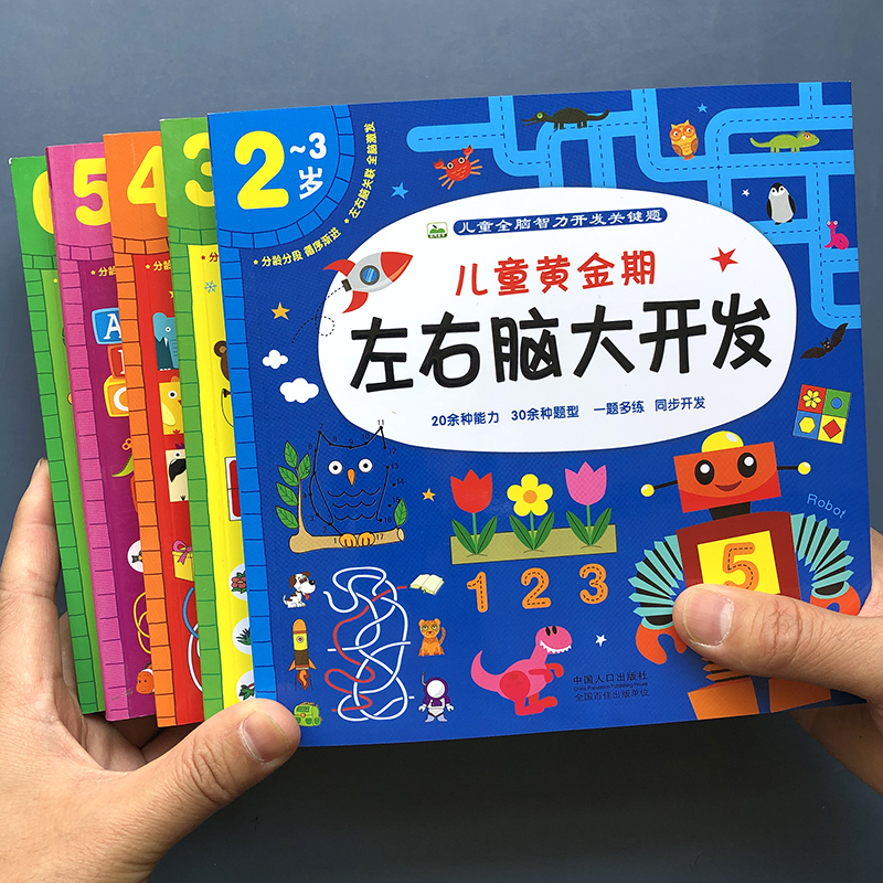 左右脑智力大开发2-3-4-56岁幼儿童早教连线玩具书宝宝益智迷宫书