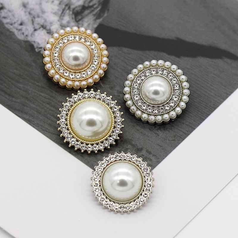 高档圆形金属珍珠纽扣百搭衣服扣