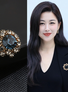 复古蓝色胸针女高端精致时尚气质别针百搭高级感轻奢小众独特配饰