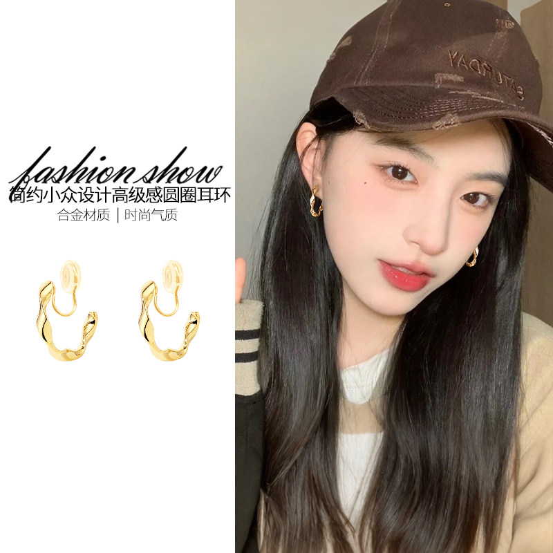 金色圈圈蚊香盘耳夹女新款