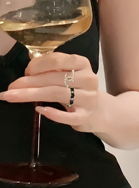 时尚个性小众设计珍珠戒指女生2023年新款潮开口可调节食指戒指环