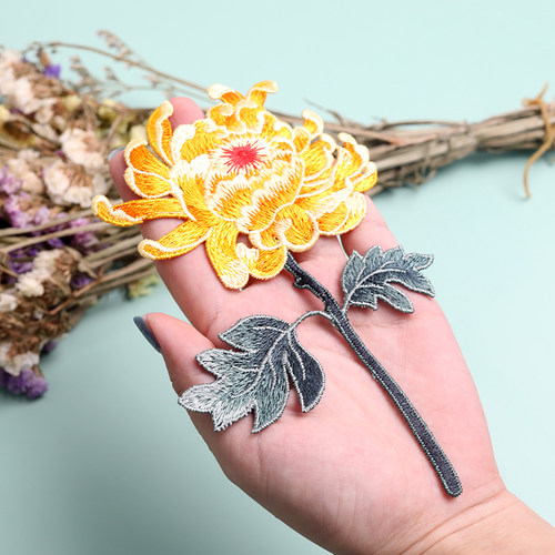 菊花装饰补丁多色无胶手缝布贴