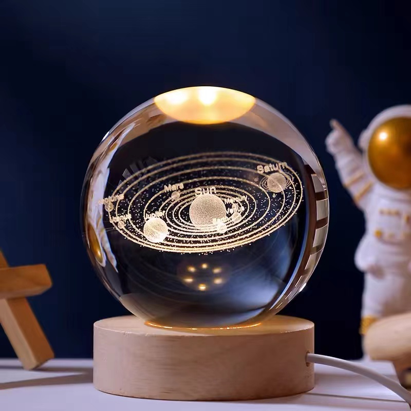 发光太阳系水晶球桌面小夜灯摆件星空玻璃球生日礼物女生男生毕业