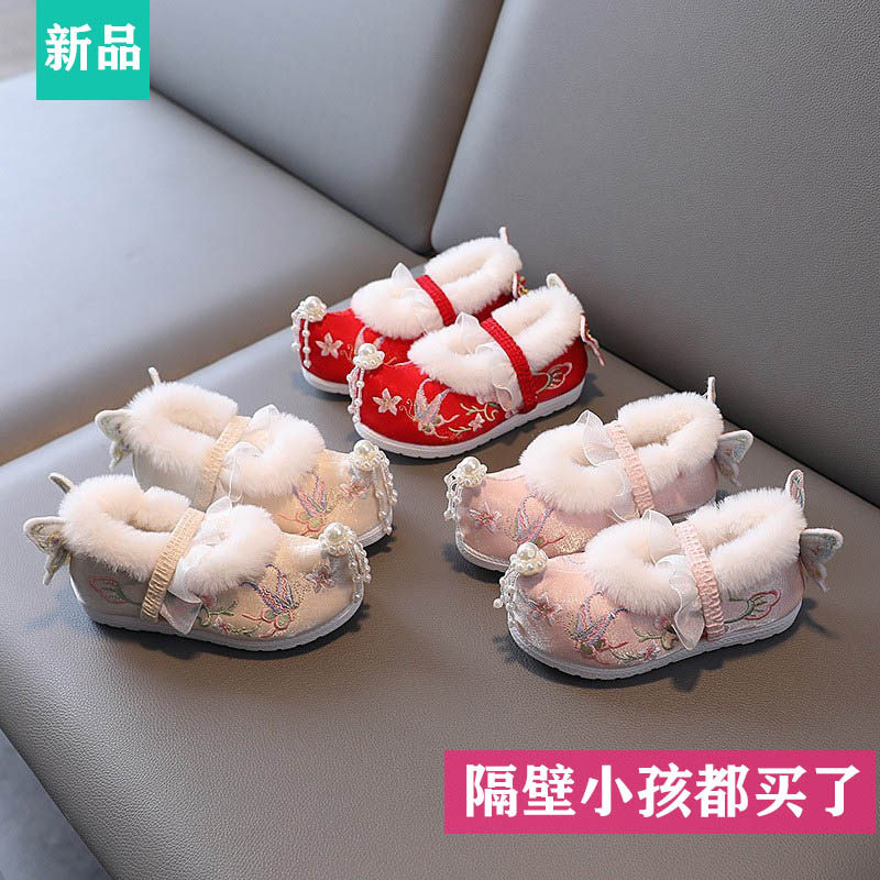 复古绣花鞋汉服鞋儿童演出鞋
