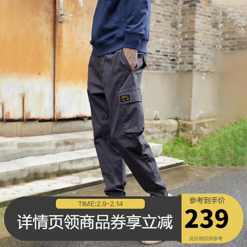 PLORY2022年春新款男士简约工装风束脚休闲裤工装裤潮流宽松长裤