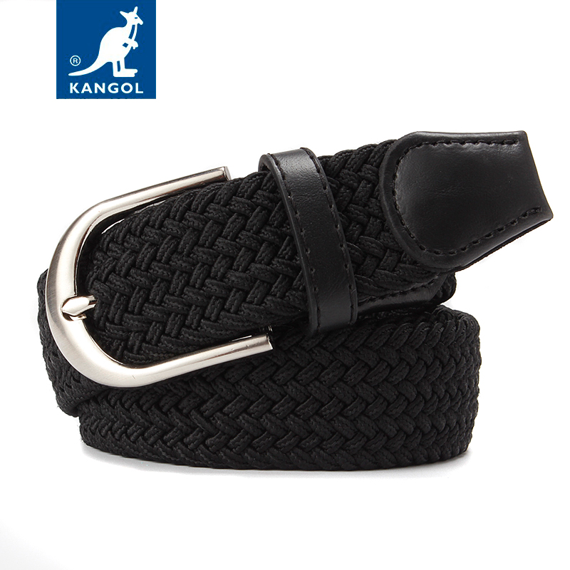 kangol无孔编织松紧弹力帆布皮带