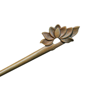 绾青丝绿檀木簪子檀香莲花发簪盘发饰品步摇发钗花簪子古风情人节