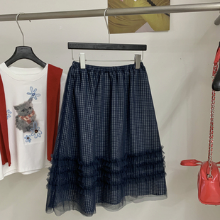 SUSAN 夏上新26年夏被问爆韩系重工双层网纱格子半身裙3087s