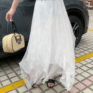 SUSAN 夏上新温柔白月光～巨好看百搭重工层叠不规则半身裙3081s