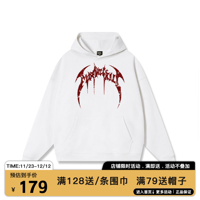 MIRACLE KILL2025秋冬新款暗黑风刀锋字母印花宽松套头连帽卫衣