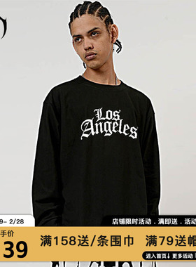 MIRACLEKILL潮牌洛杉矶LosAngeles限定款印花宽松圆领长袖T恤男女