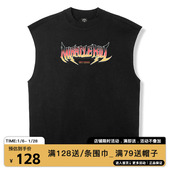 圆领宽版 MIRACLEKILLSS2026春夏新款 立体火焰字母运动无袖 T恤男女