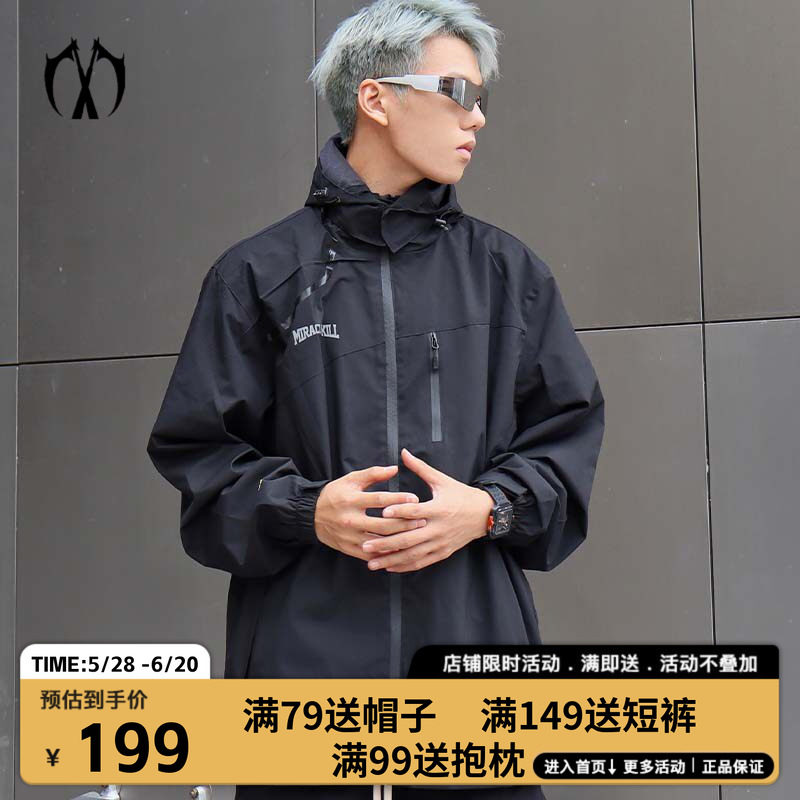 MIRACLE KILL双刀暗黑街头拉链MK英文字母防风防水美式风衣男外套