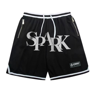 MIRACLE KILLxSPARK INFINITE 联名款SS25拉丝银立体印花休闲短裤