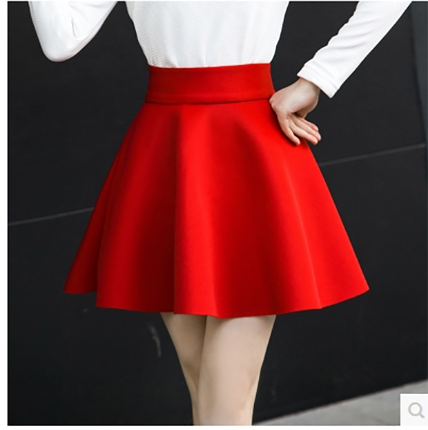 遮肚清新风太空棉短款高腰半身裙