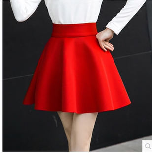 包邮遮肚秋冬清新太空棉短款松紧高腰太阳蓬蓬百褶伞半身裙夏挺阔