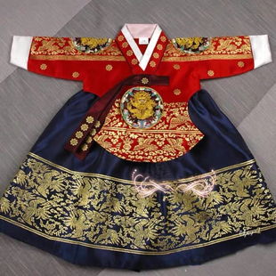烫金红上衣蓝色裙2025韩国进口正品民族女童宫廷唐衣韩服演出服延