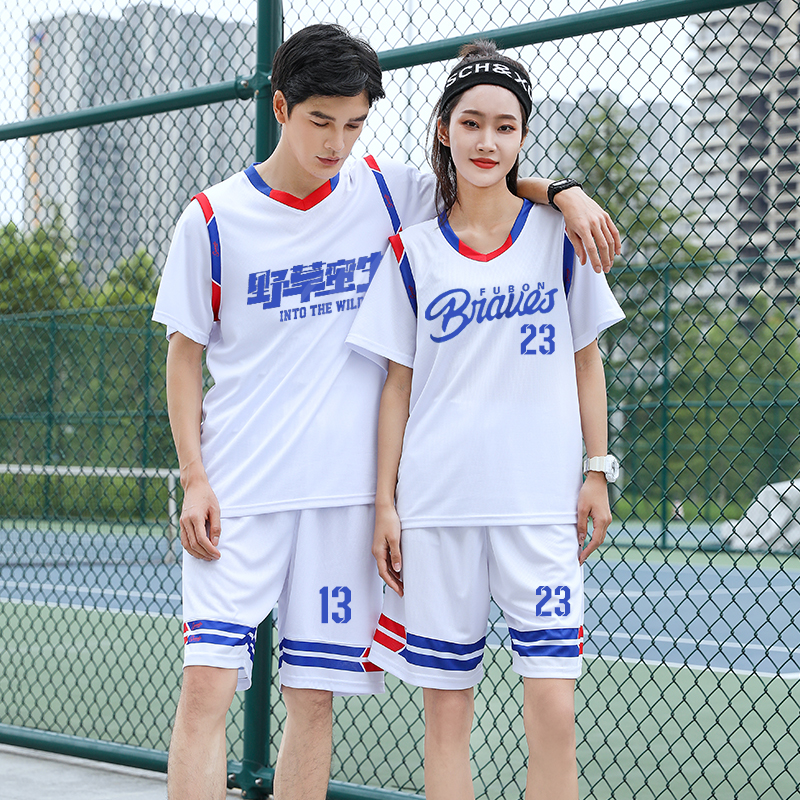 篮球服套装男女生假2件情侣短袖球衣学生运动训练队服夏背心球服