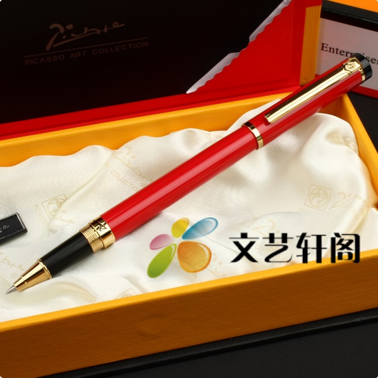 包邮毕加索PS-908世纪先锋亮红/橙黄/纯黑宝珠笔签字笔 女士正品