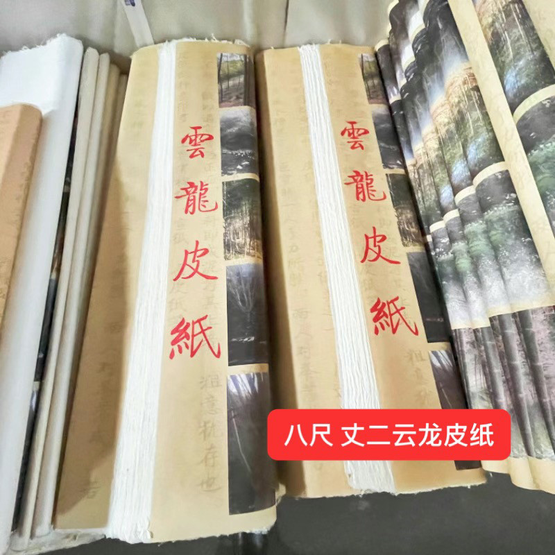 云龙皮纸八尺对开半生熟宣纸毛笔书法专用纸创作纸手工制作宣纸图片