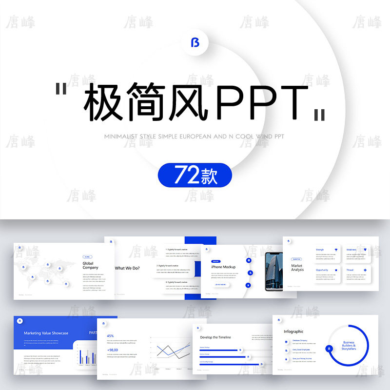 极简风ppt模板简约商务高级感英文工作总结述职报告演讲动态模版图片