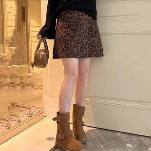 小个子包臀短裙 高腰显瘦A字裙百搭大码 豹纹半身裙女2024秋季 新款