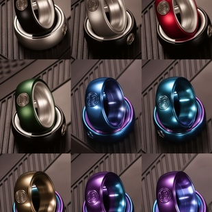 猫戒】段落戒指环棘轮解压玩具手指尖陀螺EDC机械磁力推牌啪啪币