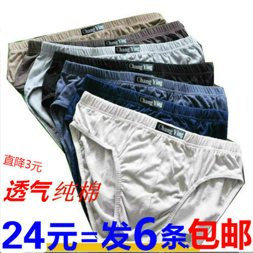 6条全棉质透气印花加大三角裤