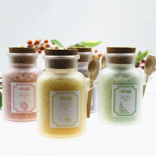 200克沐浴盐 泡澡浴盐 粗颗粒岩盐 薰衣草玫瑰花香精油按摩矿盐