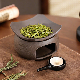 陶迷复古手作烤茶炉日式陶瓷熏香鼠尾草烘烤炉蜡烛加热提香可干烧