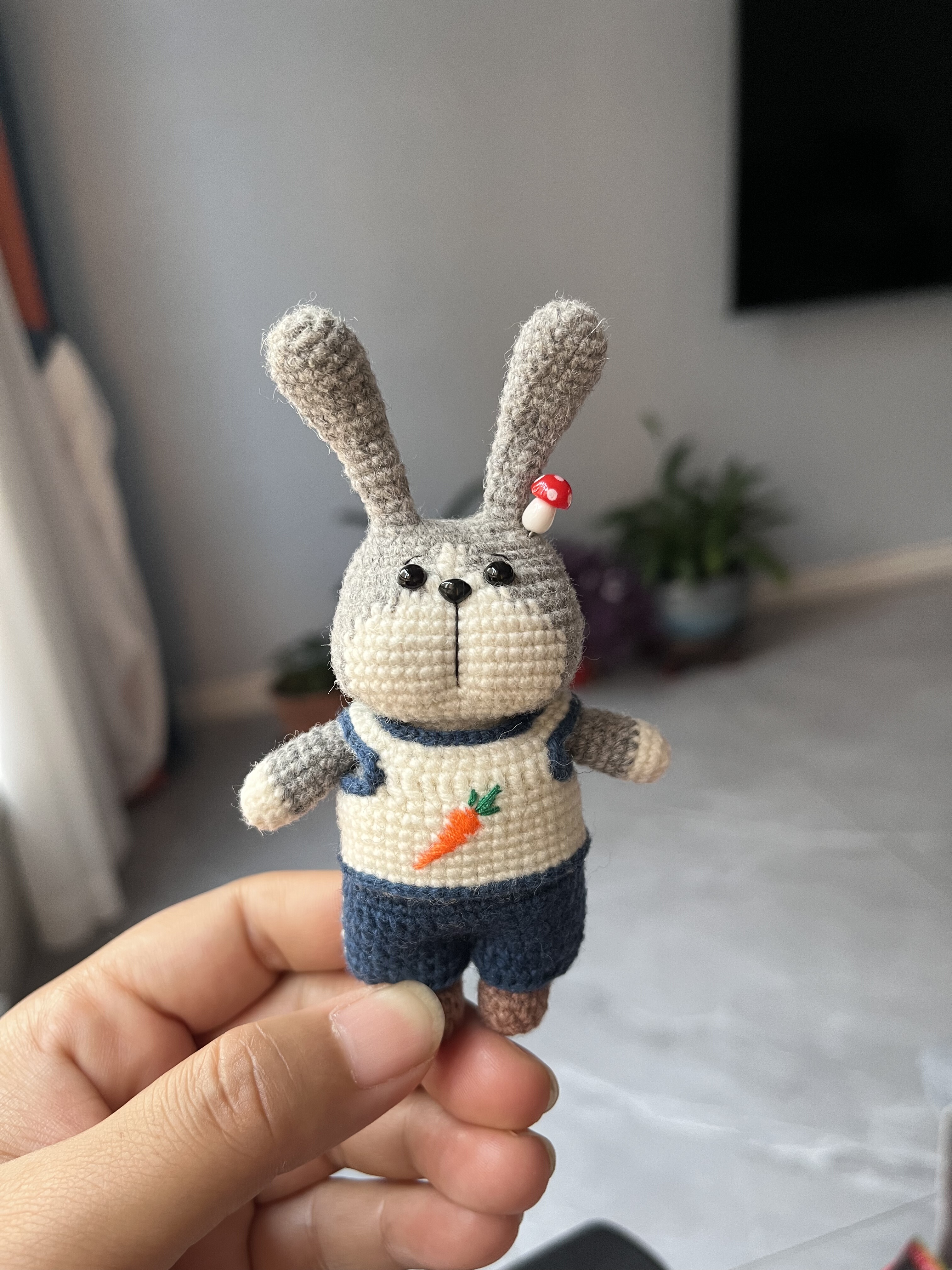 蜜桃兔手工钩织玩偶成品钥匙扣挂件
