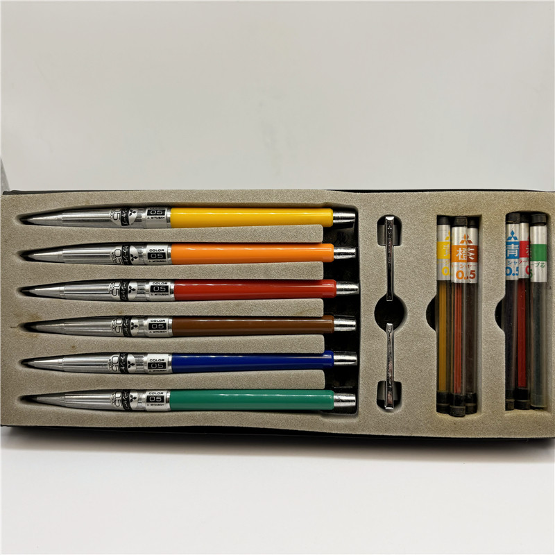 绝版老款1980年代日本三菱color sharp0.5mm彩色自动铅笔6支套装