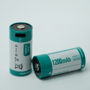 KEEPPOWER 3.6V 18350 1200MAH容量 TYPE-C充电口 手电筒锂电池