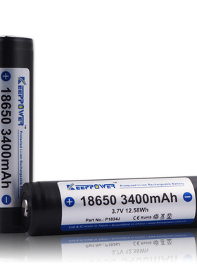 KeepPower   加保护板 18650 3400mAh  3.7v 手电筒电池   P1834J