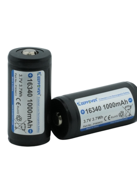 Keeppower大容量16340 1000mAh 3.7v手电筒电池P1634C3替代CR123A
