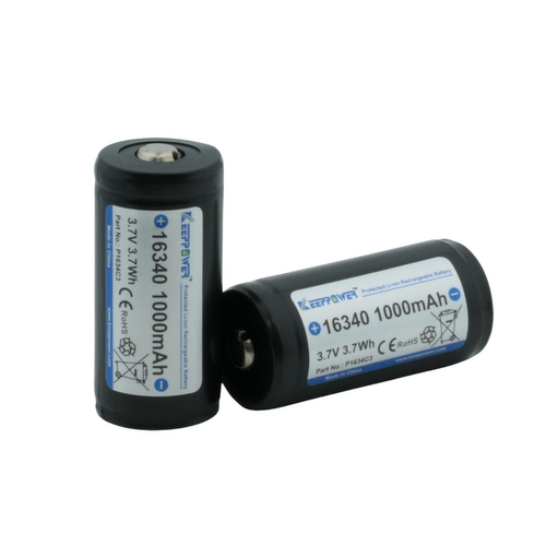 Keeppower大容量16340 1000mAh 3.7v手电筒电池P1634C3替代CR123A