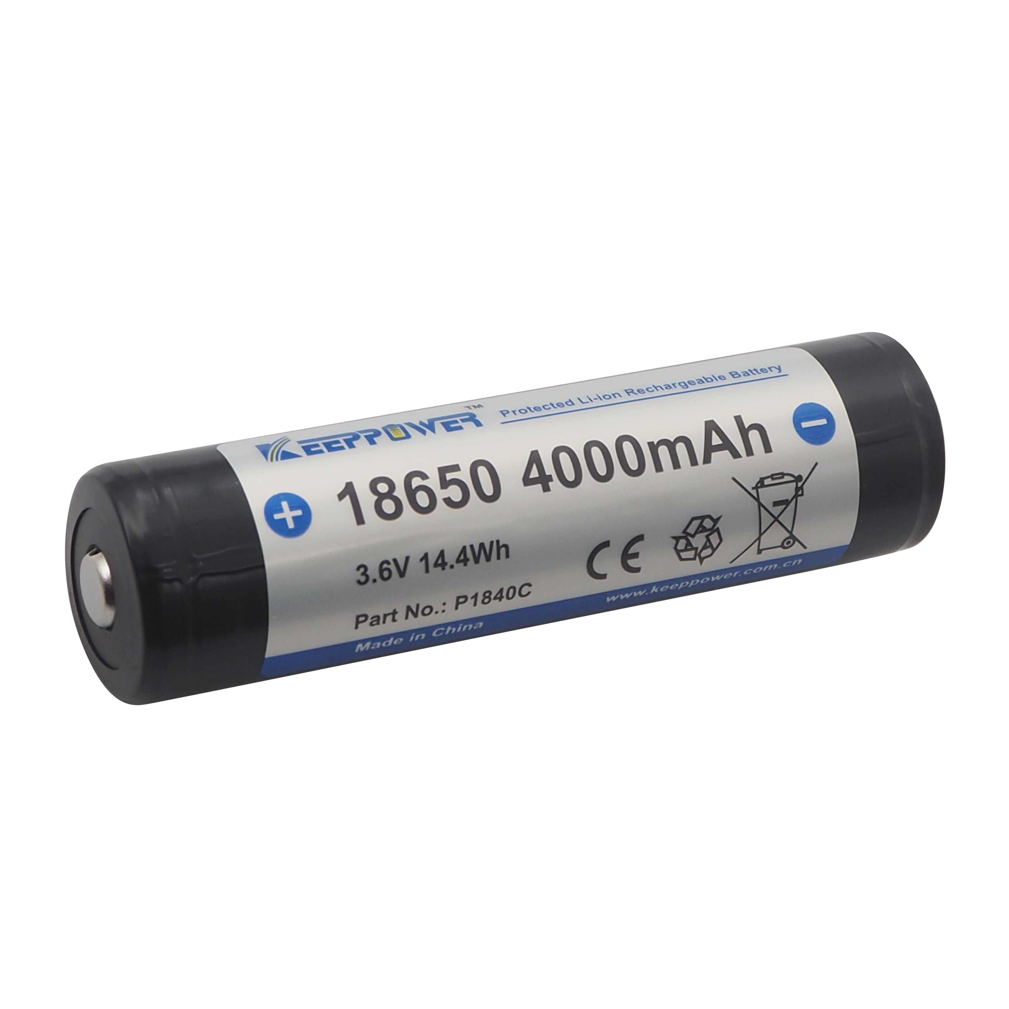 新品高容量 Keeppower 3.6V带保护板 18650 4000mAh 手电筒电池