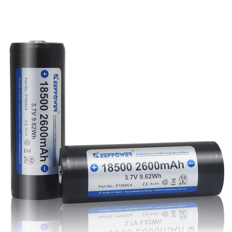 新品 Keeppower 18500 2600mAh 3.7v手电筒电池 超大容量 P1850C4
