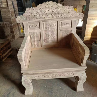 北榆木老板椅白茬中式仿古全实木主椅龙椅白胚大座椅班椅麒麟宝座