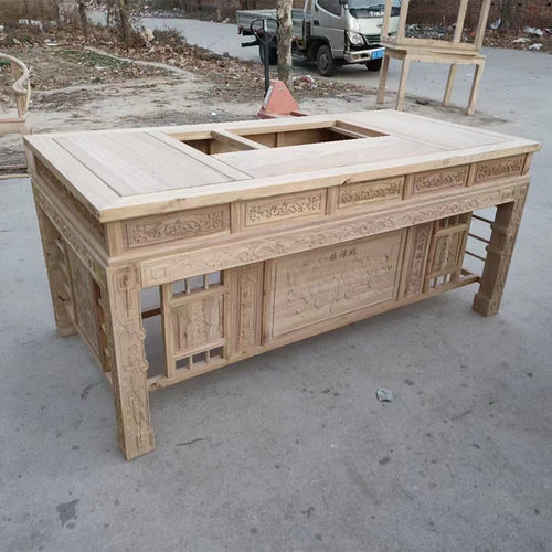 中式仿古全实木北榆木茶桌椅组合